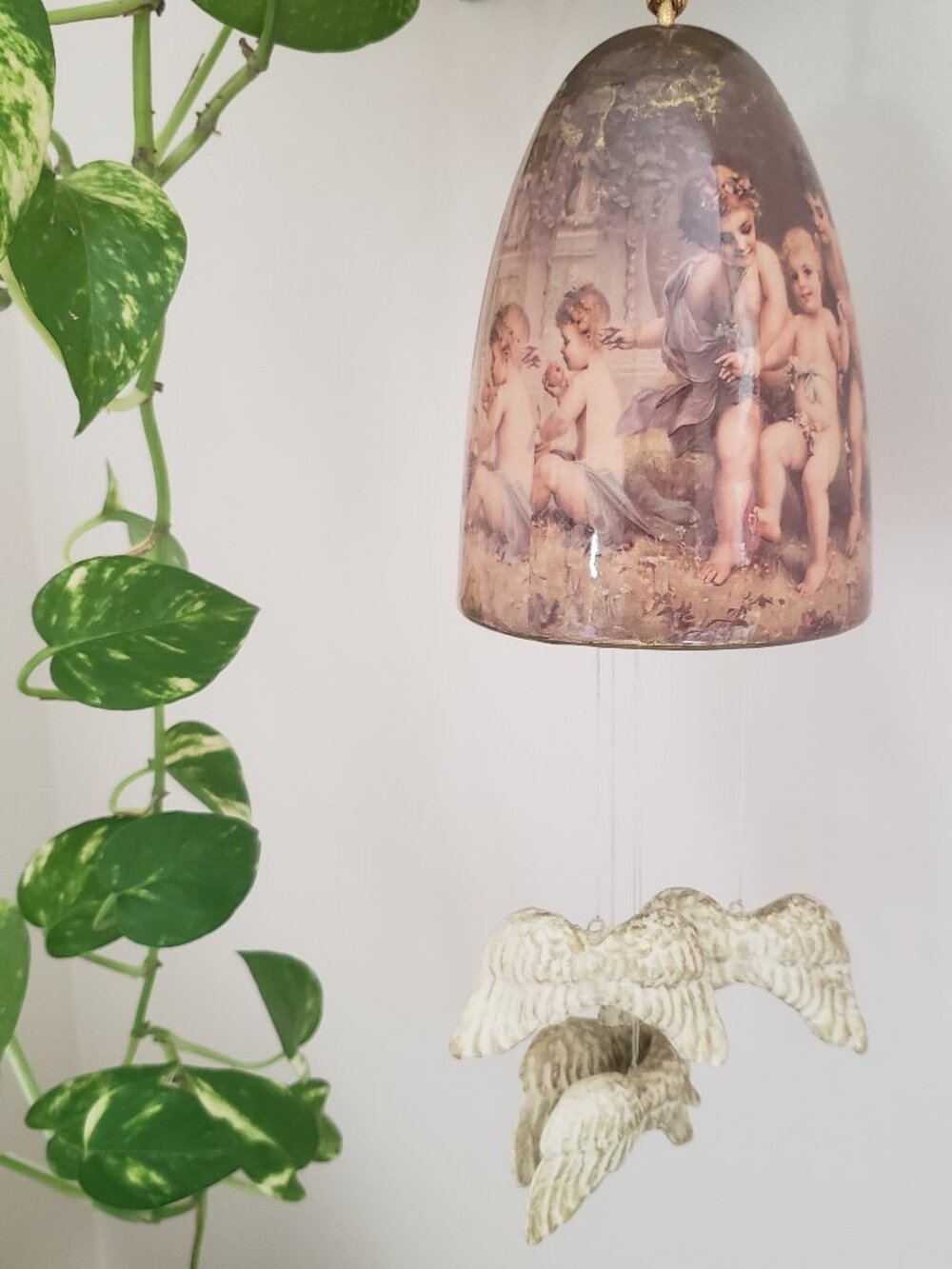 Enesco “Not Alone Cherub Angels” Ceramic Dome Wind Chime-Vintage